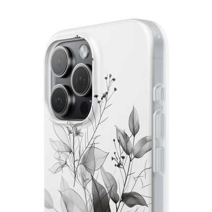 Monochrome Floral Elegance iPhone 15 - Flexi Phone Case