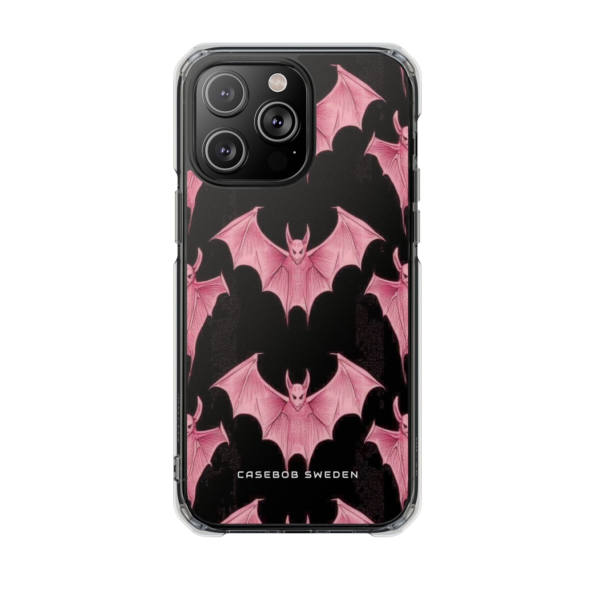 Gothic Pink Bats Aflame iPhone 14 - Transparente, stoßfeste Handyhülle