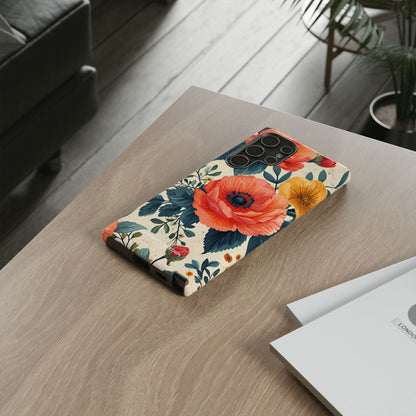 Vibrant Botanical Poppies - Tough Samsung S22 Phone Case