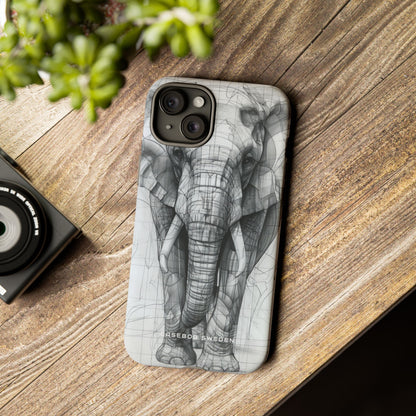 Elephant Line Geometry iPhone 15 - Tough Phone Case