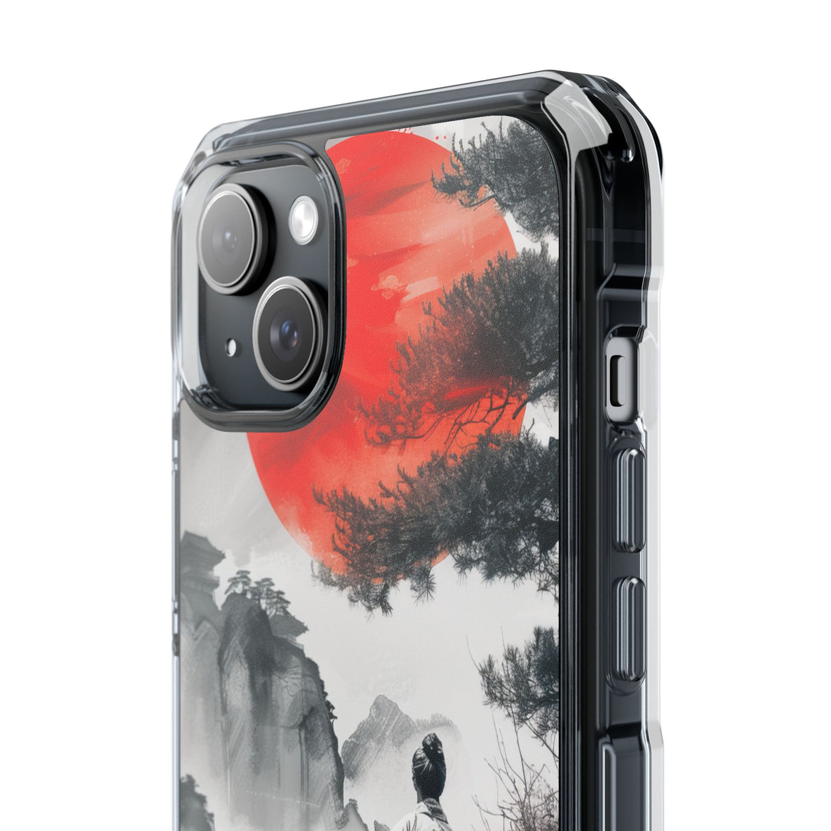 Serene Samurai Sunrise - Phone Case for iPhone (Clear Impact - Magnetic)