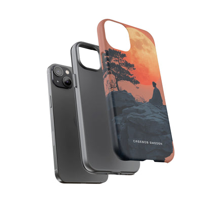 Zen Tranquility Under a Red Moon iPhone 14 - Tough Phone Case