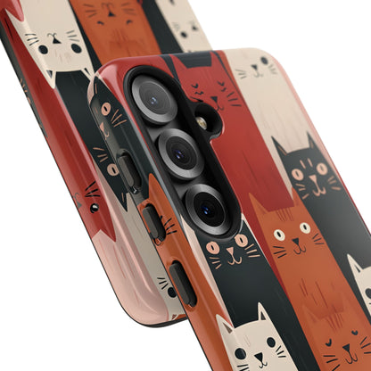 Elongated Cats Black Samsung S25 Case - Tough