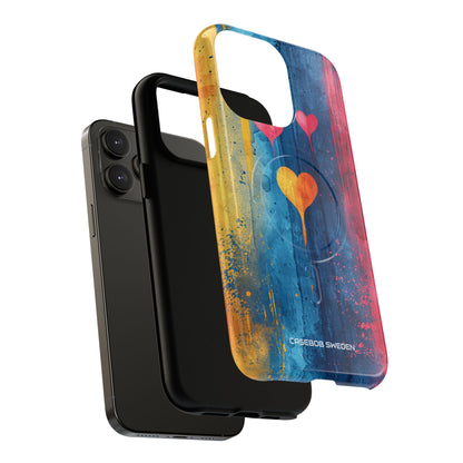 Hearts Watercolor Art - Tough + MagSafe® iPhone 14 Phone Case