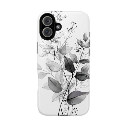 Veined Leaves Gray iPhone 16 Plus Case - Tough+