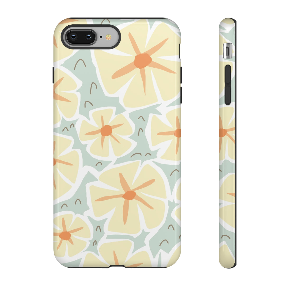 Pastel Yellow Happy Flower iPhone Case (Protective) iPhone 8 Plus Glossy Phone Case