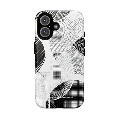 Geometric Monochrome Flow iPhone 16  Tough+ Phone Case