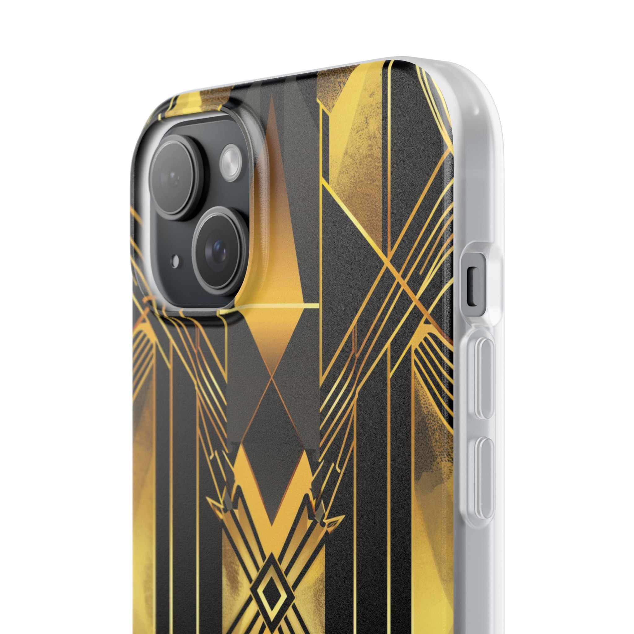 Golden Geometric Elegance iPhone 15 - Flexi Phone Case