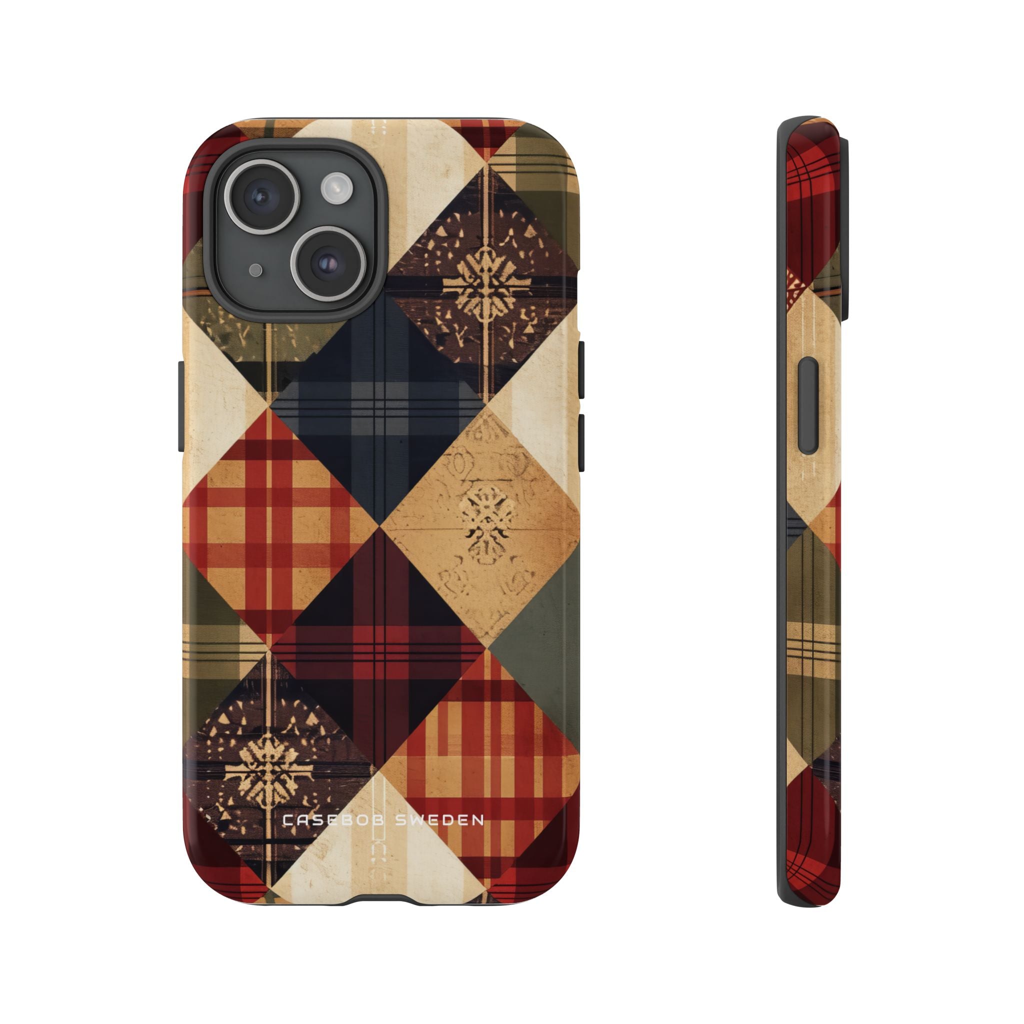 Rustic Geometric Patchwork Harmony iPhone 15 - Tough Phone Case