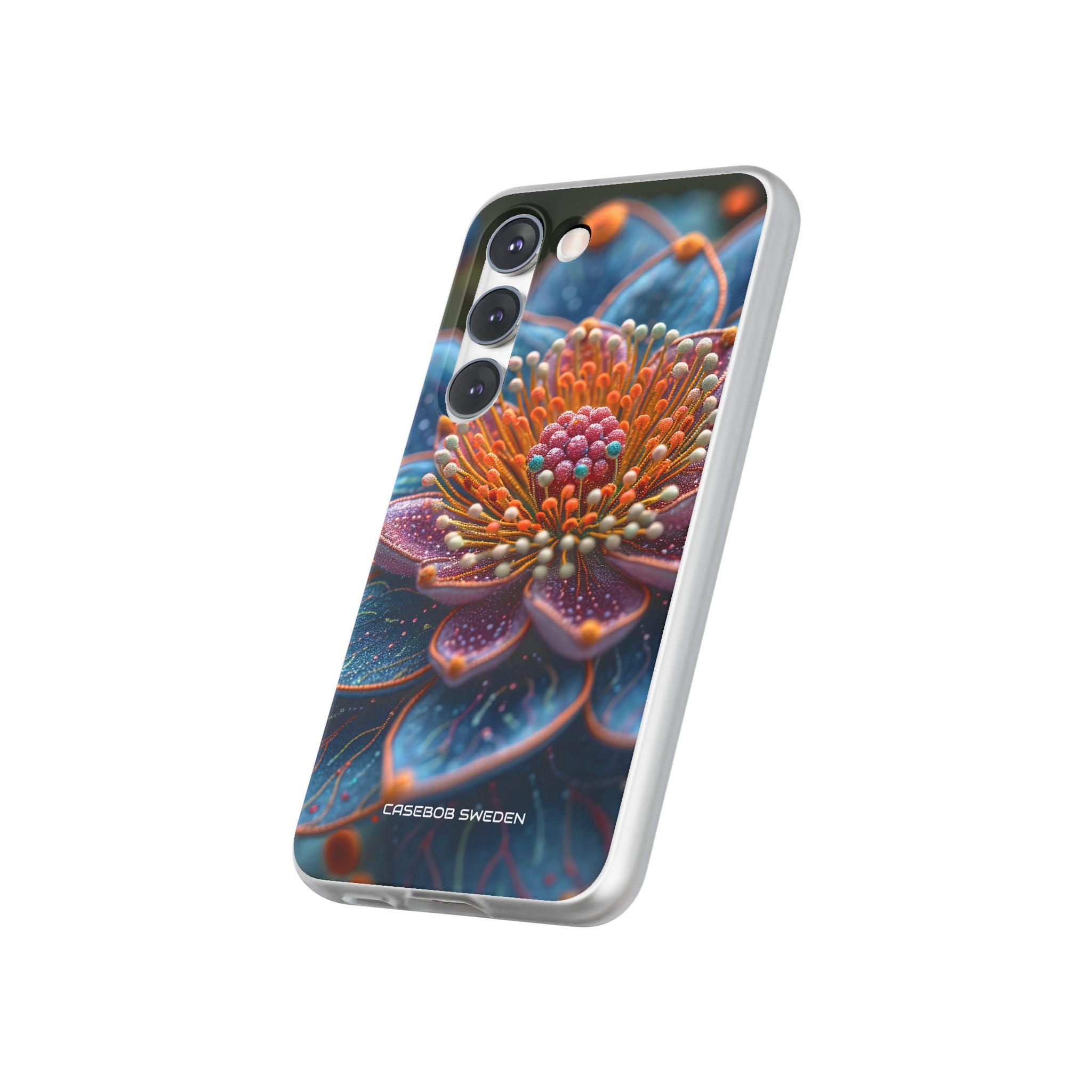 Blue-Orange Floral Swirl - Flexi Samsung S23 Phone Case