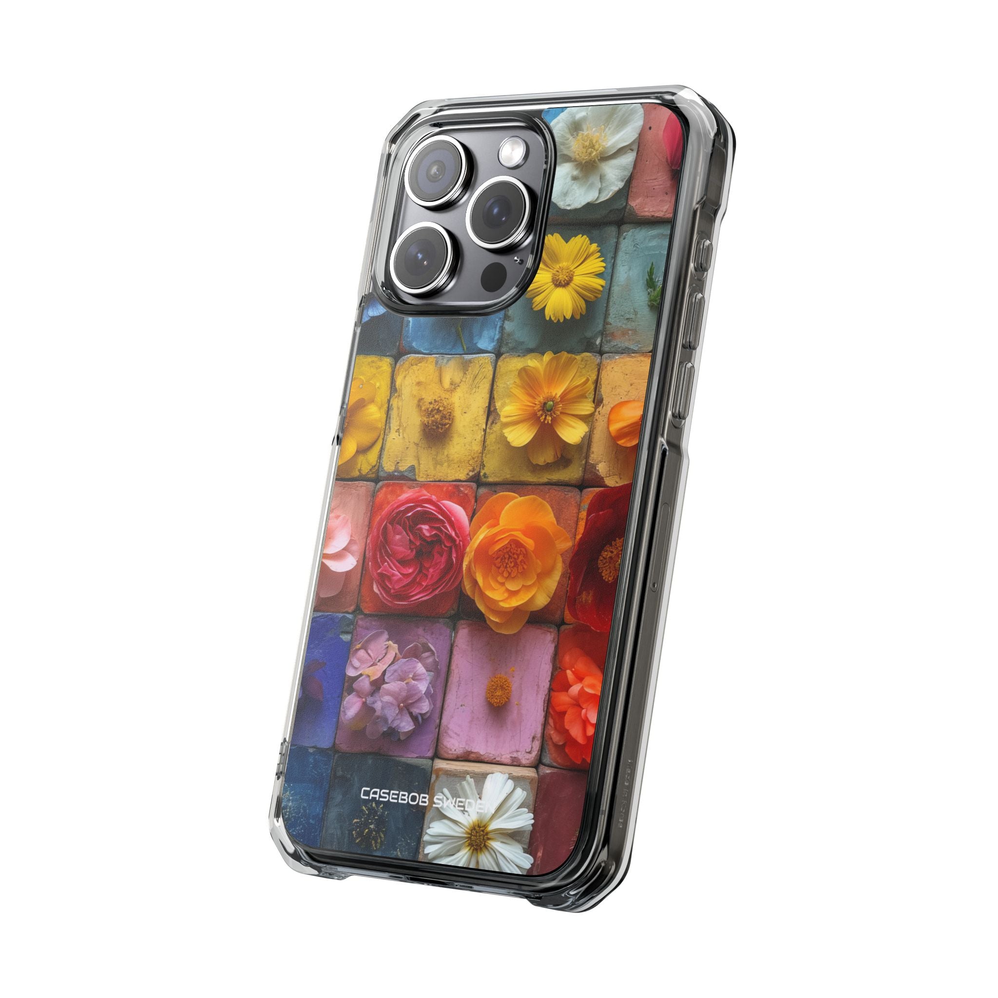 Vibrant Floral Tiles - Clear Impact iPhone 15 Phone Case