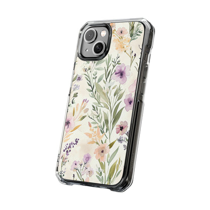 Soft Green Lavender Floral Pattern - Clear Impact iPhone 14 Phone Case