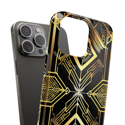 Golden Geometric Opulence iPhone 15 - Slim Phone Case