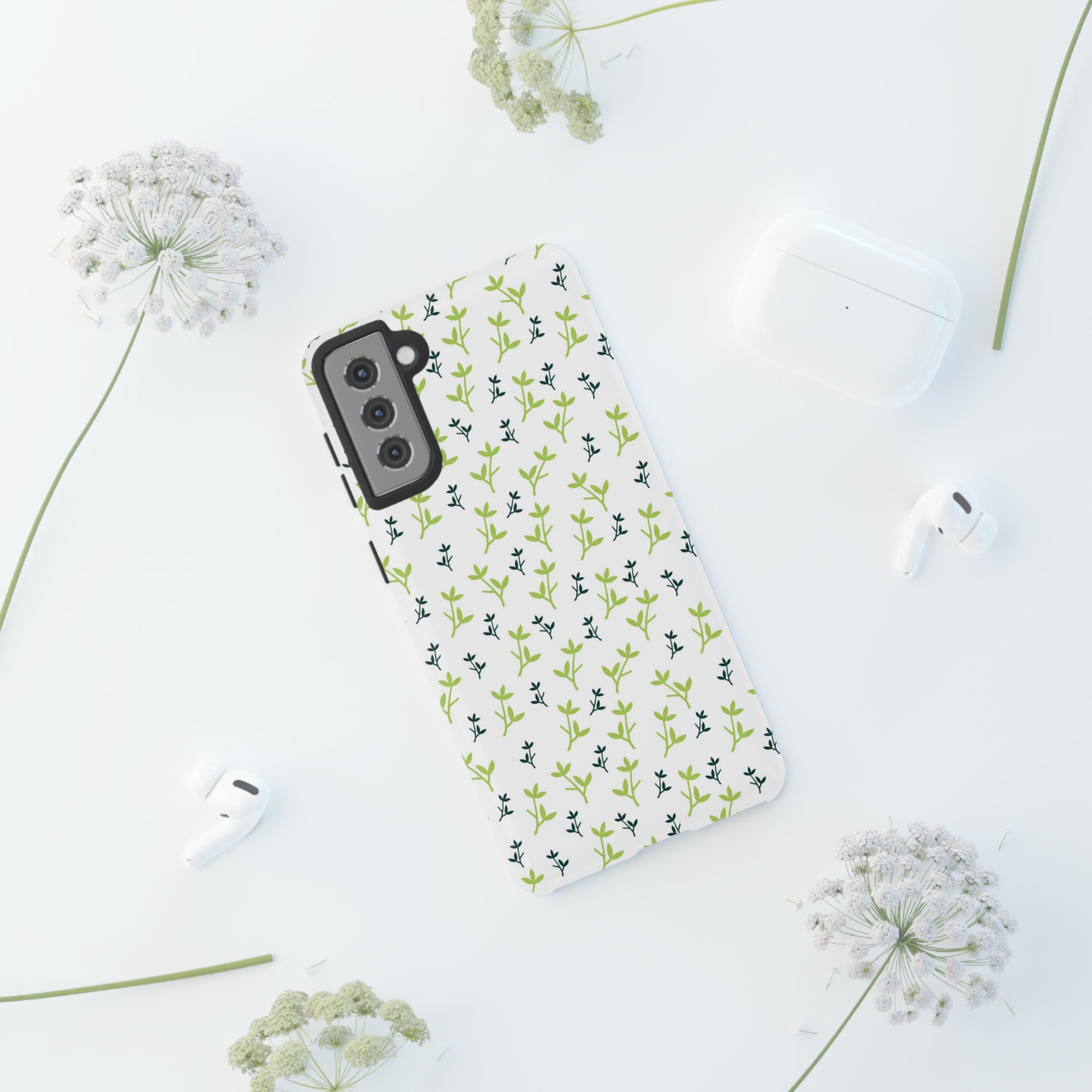 White Flower Pattern - Protective Phone Case