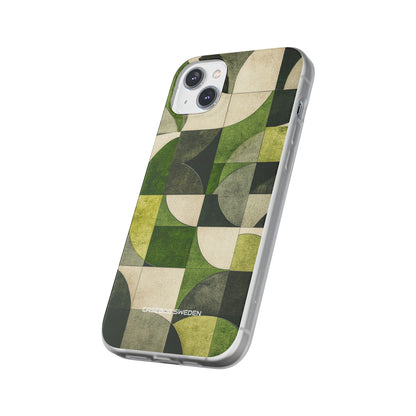 Green Geometric Harmony - Flexi iPhone 14 Phone Case