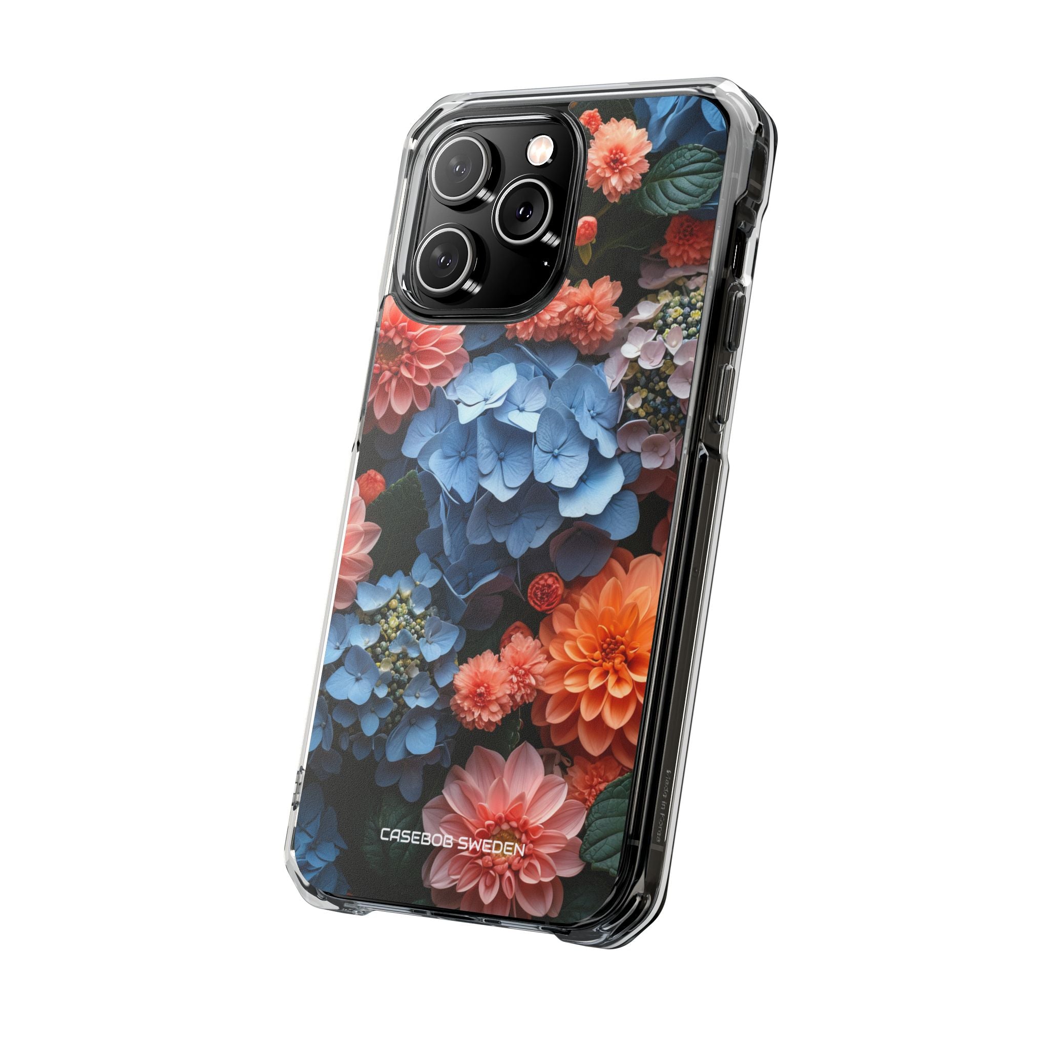 Blue Floral Bliss - Clear Impact iPhone 14 Phone Case