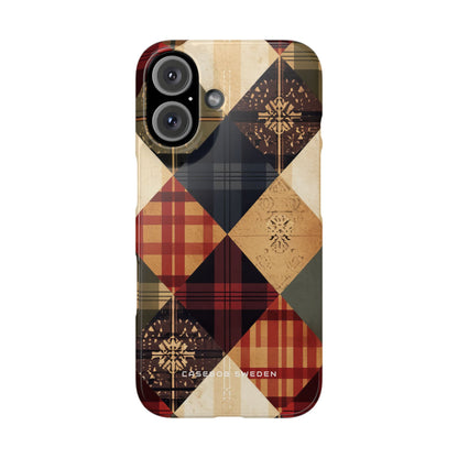 Rustic Geometric Patchwork Harmony iPhone 16 - Slim Phone Case