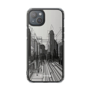 Urban Wireframe – Handyhülle für iPhone (Clear Impact – Magnetisch)