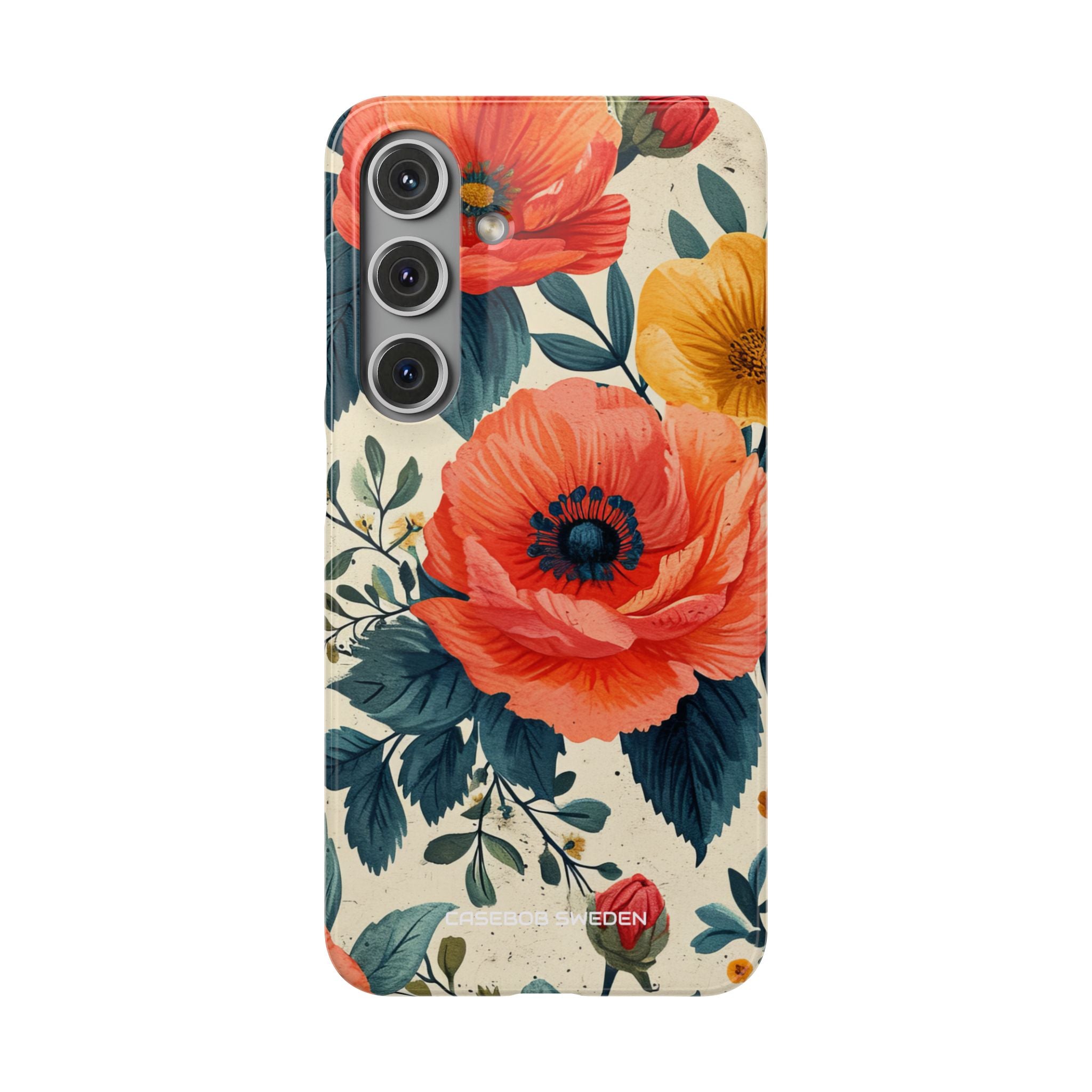 Vibrant Botanical Poppies - Slim Samsung S24 Phone Case