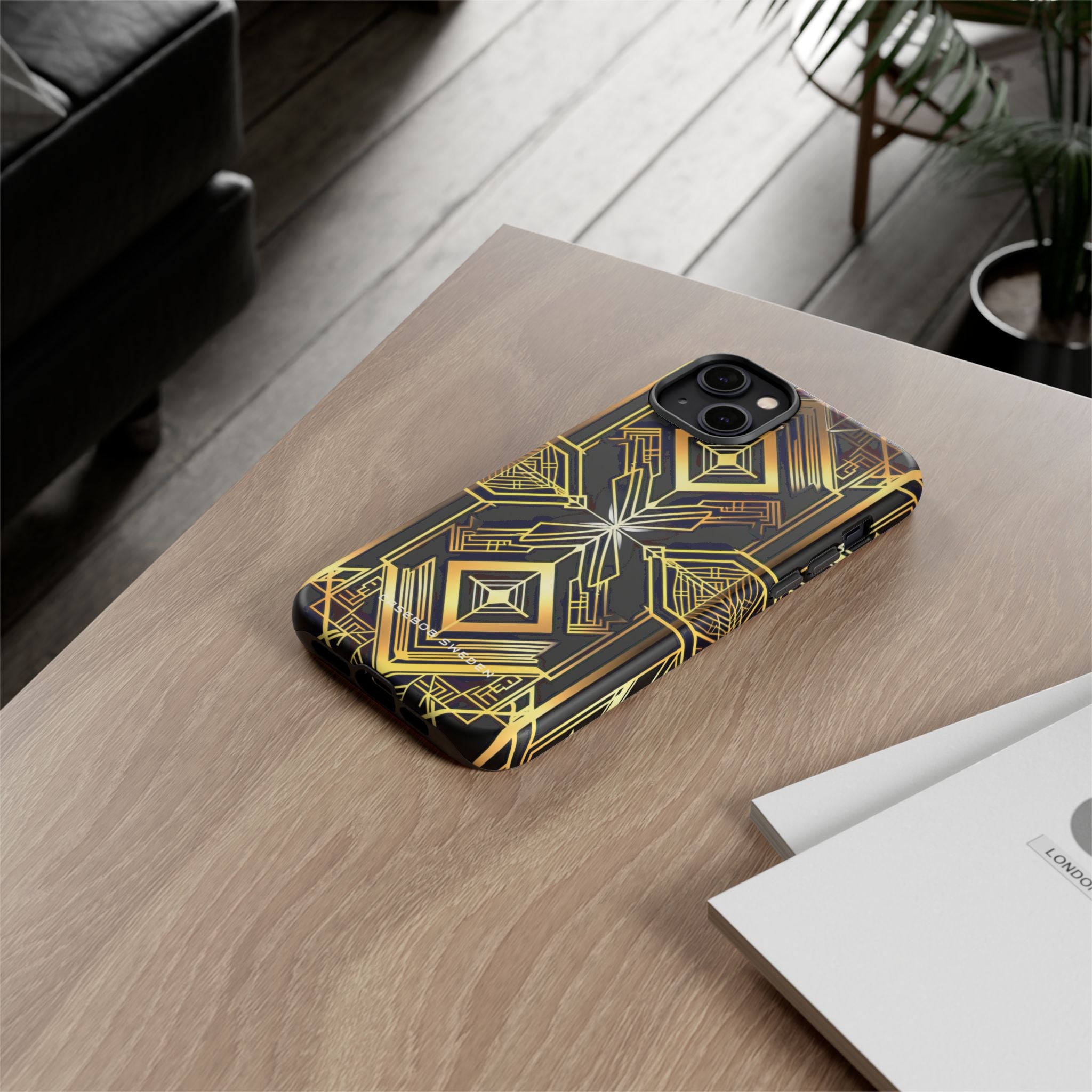 Golden Geometric Opulence iPhone 14 - Tough Phone Case