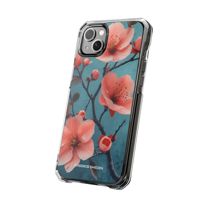 Teal Coral Blossom - Clear Impact iPhone 14 Phone Case