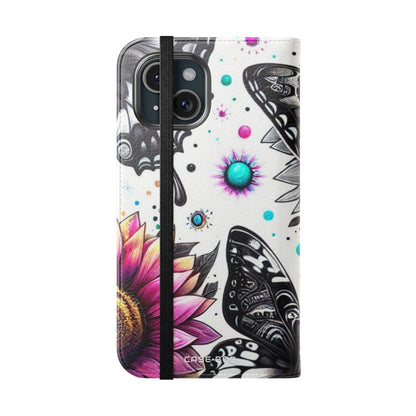 Monochrome Flutter - iPhone 15 Case - Wallet