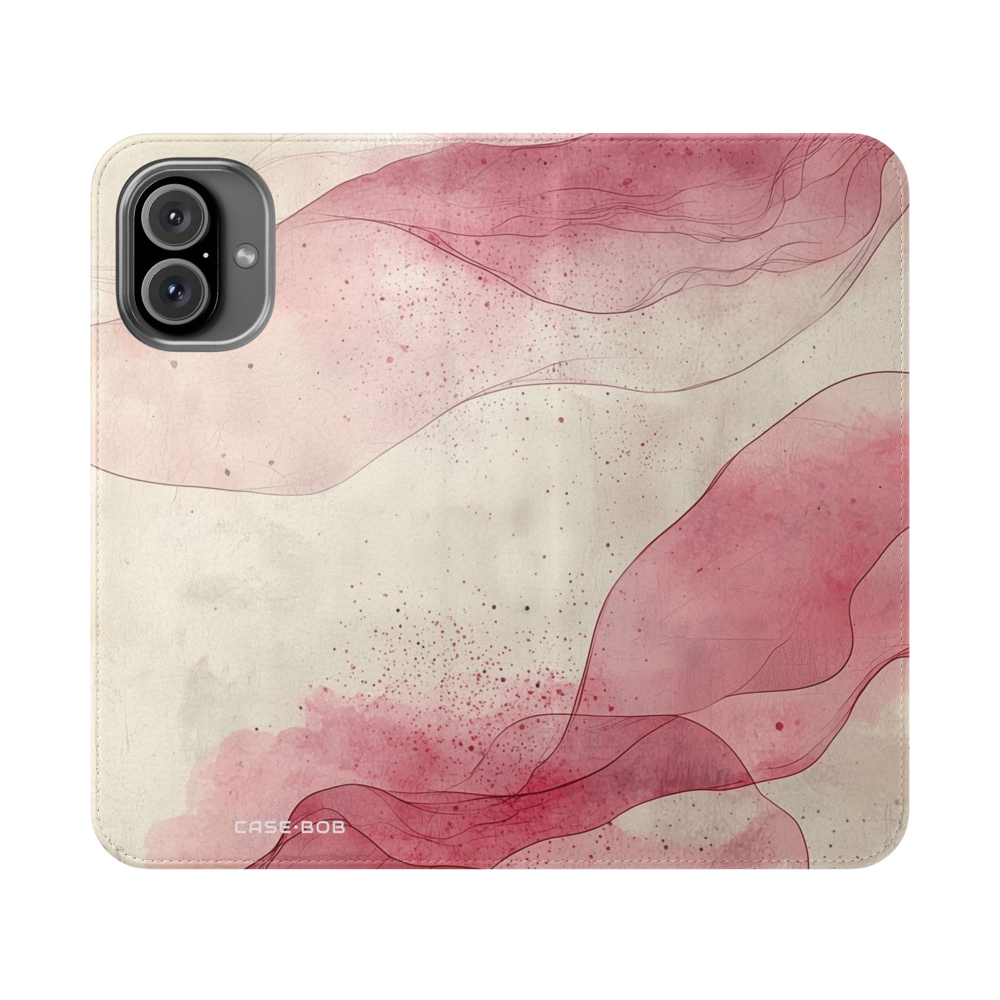 Crimson Ribbon Waves - iPhone 16 Plus Case - Wallet
