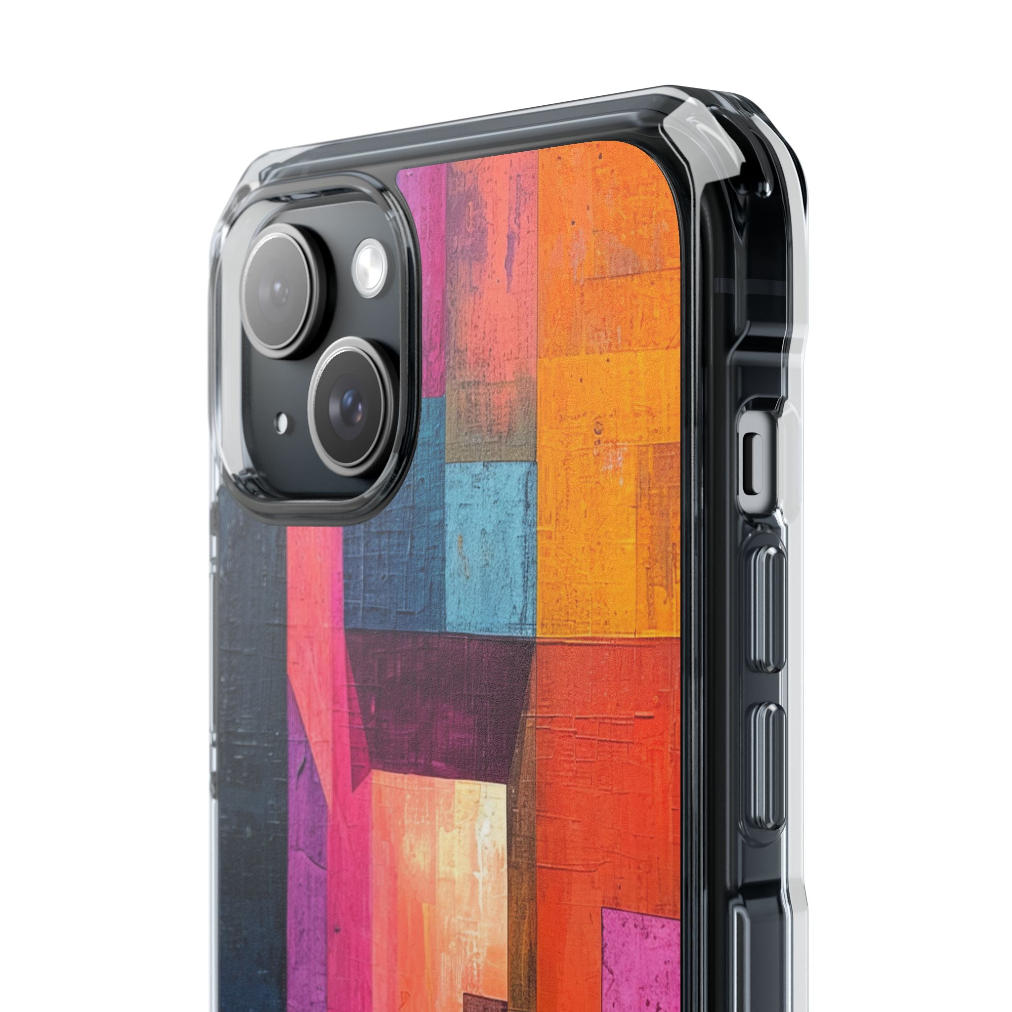 Pink Orange Geometry - Clear Impact iPhone 15 Phone Case