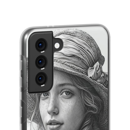 Serene Sketch Portrait | Flexible Phone Case for Samsung Galaxy