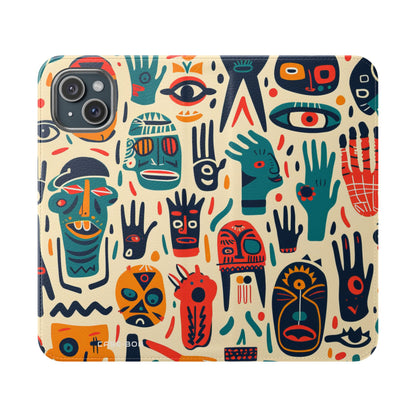 Tribal Faces - iPhone 15 Plus Case - Wallet