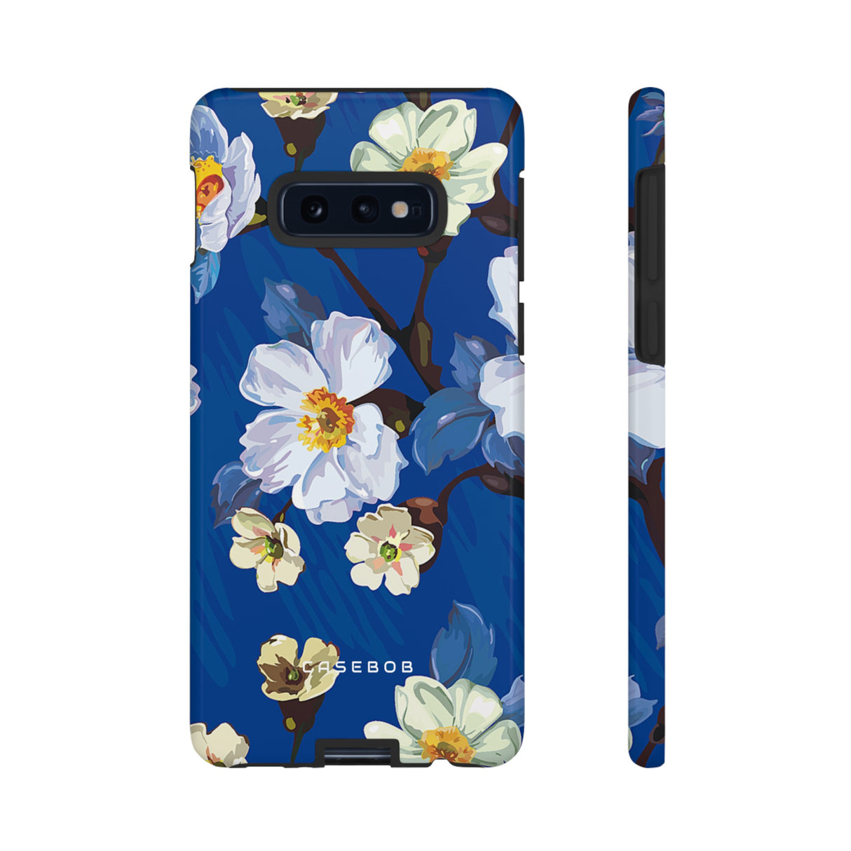 Elegant Flower on Blue iPhone Case | Tough