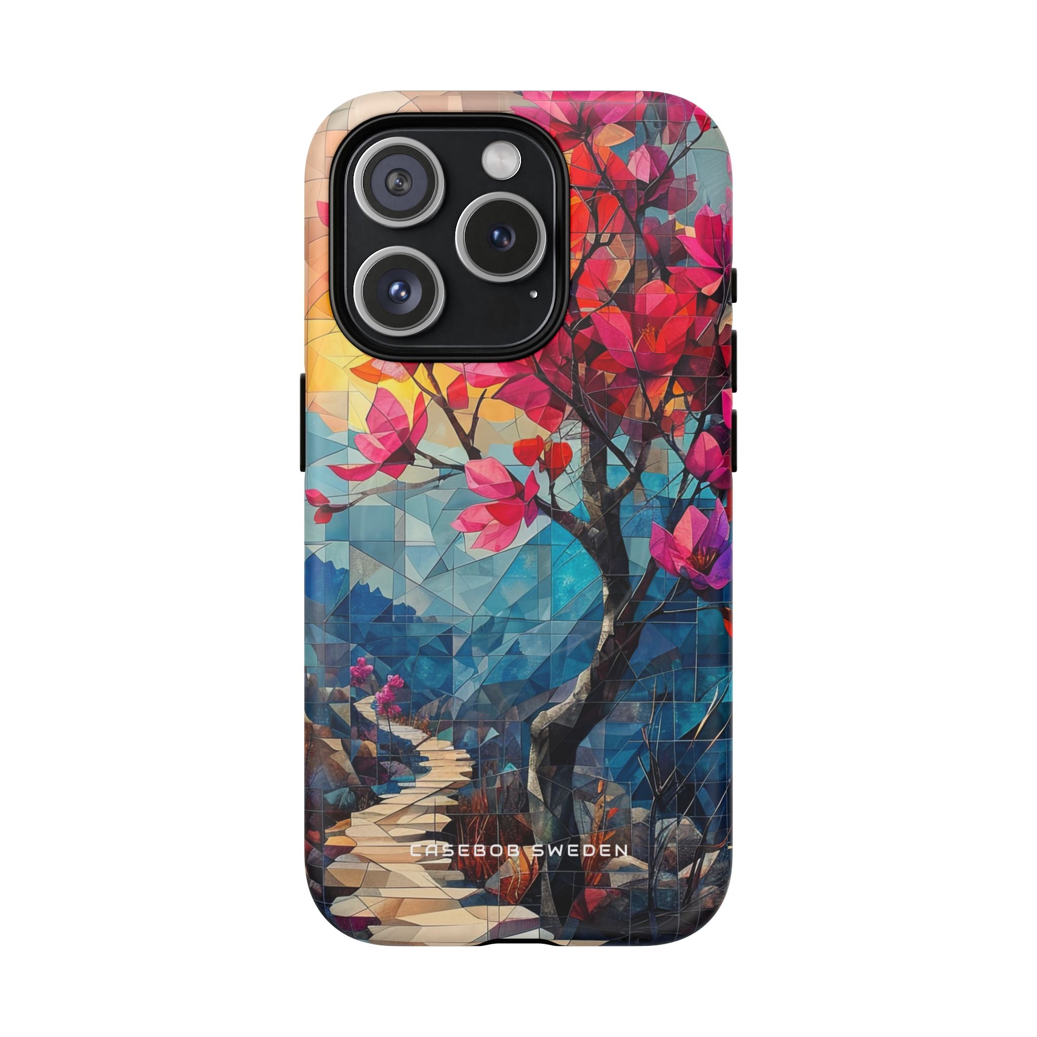 Vibrant Geometric Tree Landscape iPhone 15 | Tough+ Phone Case