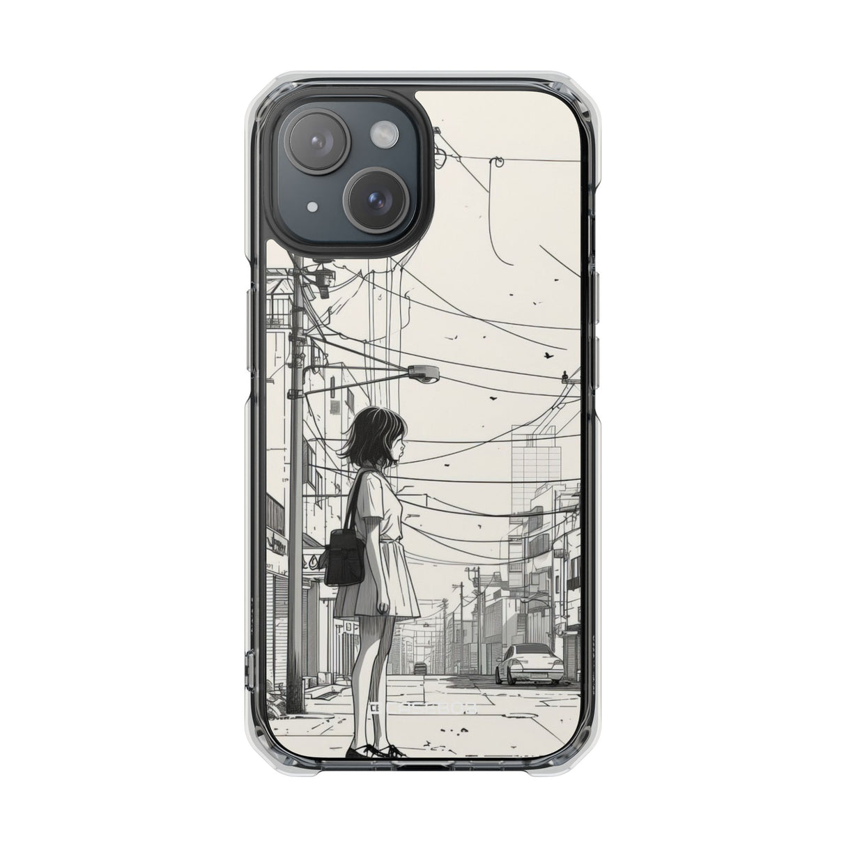 Urban Solitude Sketch - Phone Case for iPhone (Clear Impact - Magnetic)