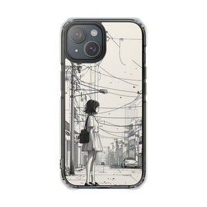 Urban Solitude Sketch - Phone Case for iPhone (Clear Impact - Magnetic)