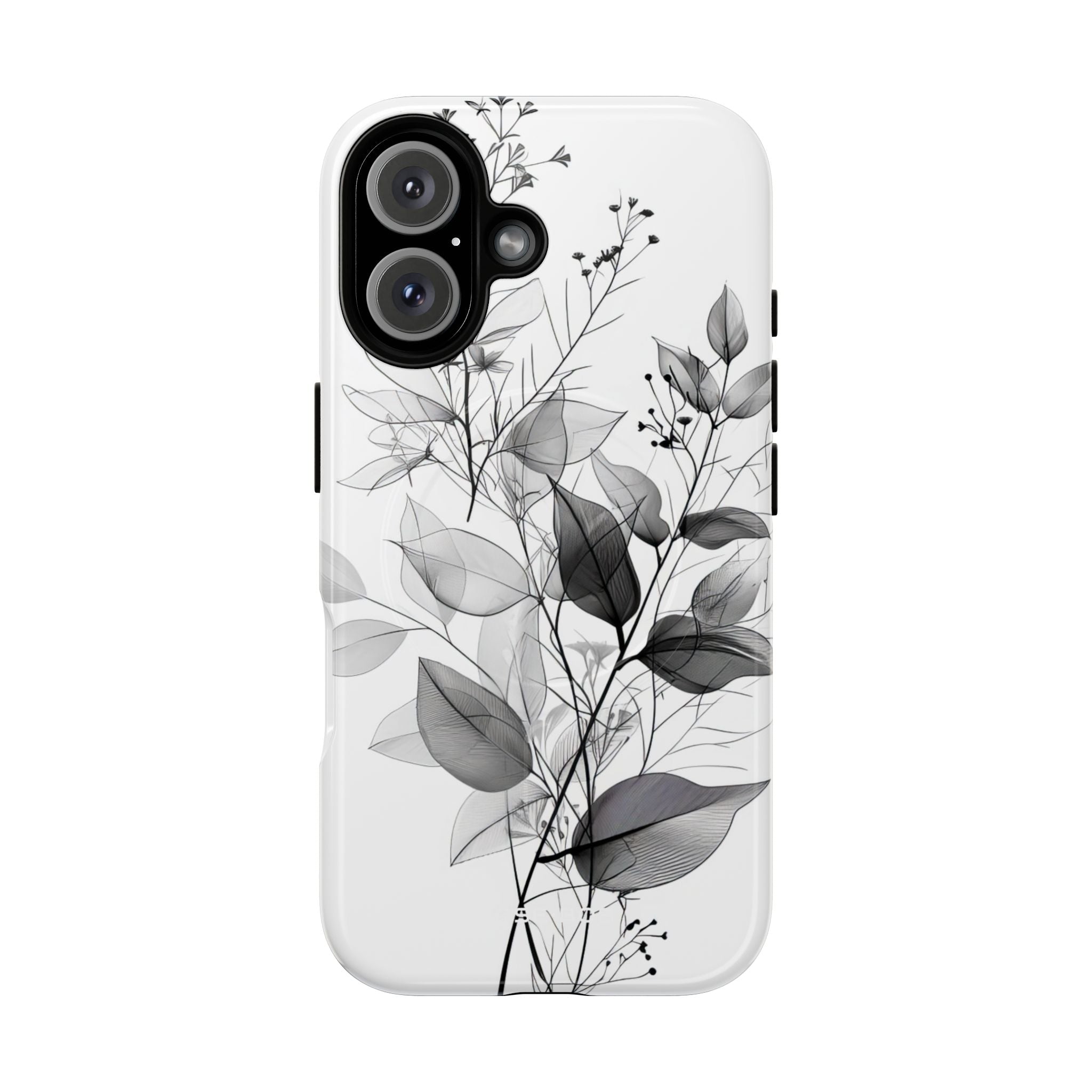 Veined Leaves Gray iPhone 16 Case - Tough+