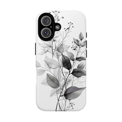 Veined Leaves Gray iPhone 16 Case - Tough+