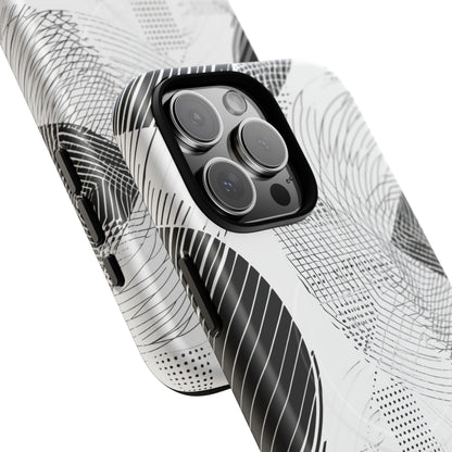 Geometric Monochrome Flow iPhone 16 | Tough+ Phone Case