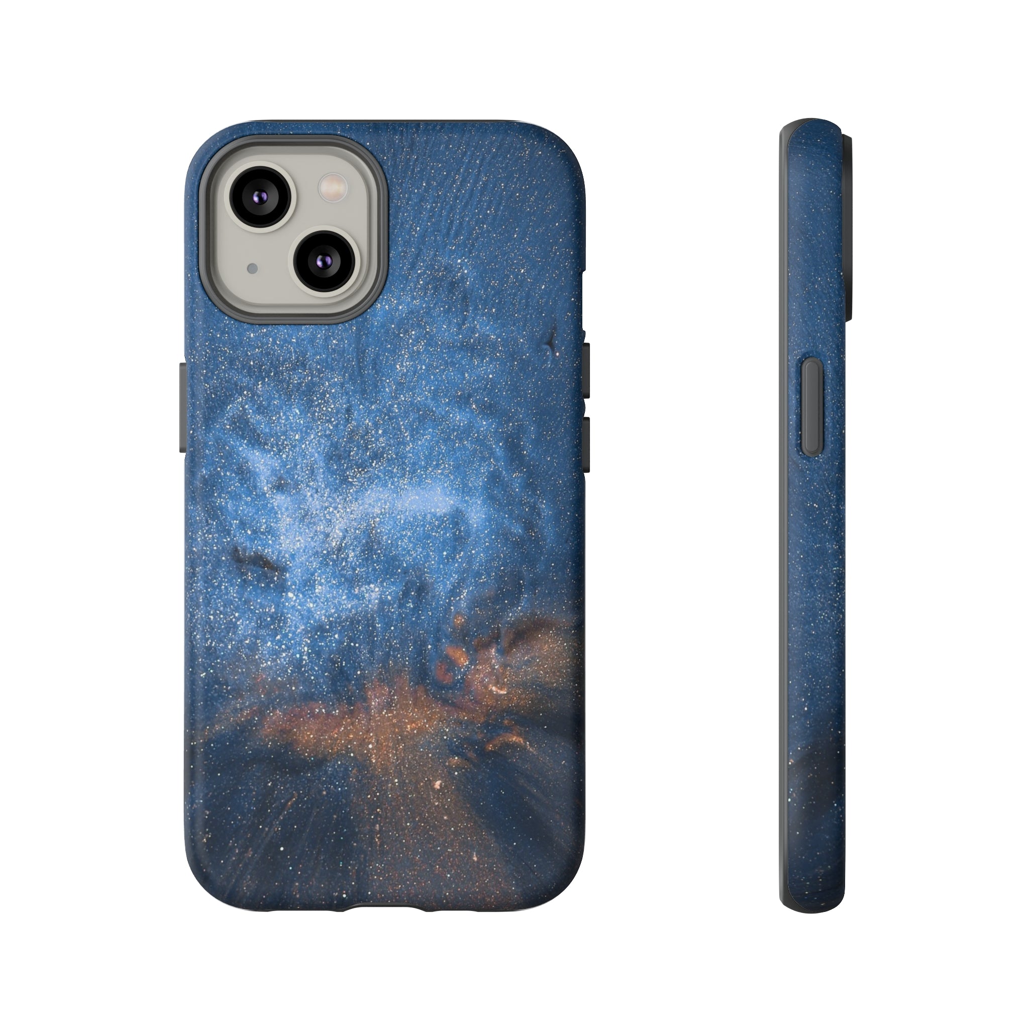 Blue Stardust Ink Art iPhone Case (Protective) iPhone 14 Matte Phone Case