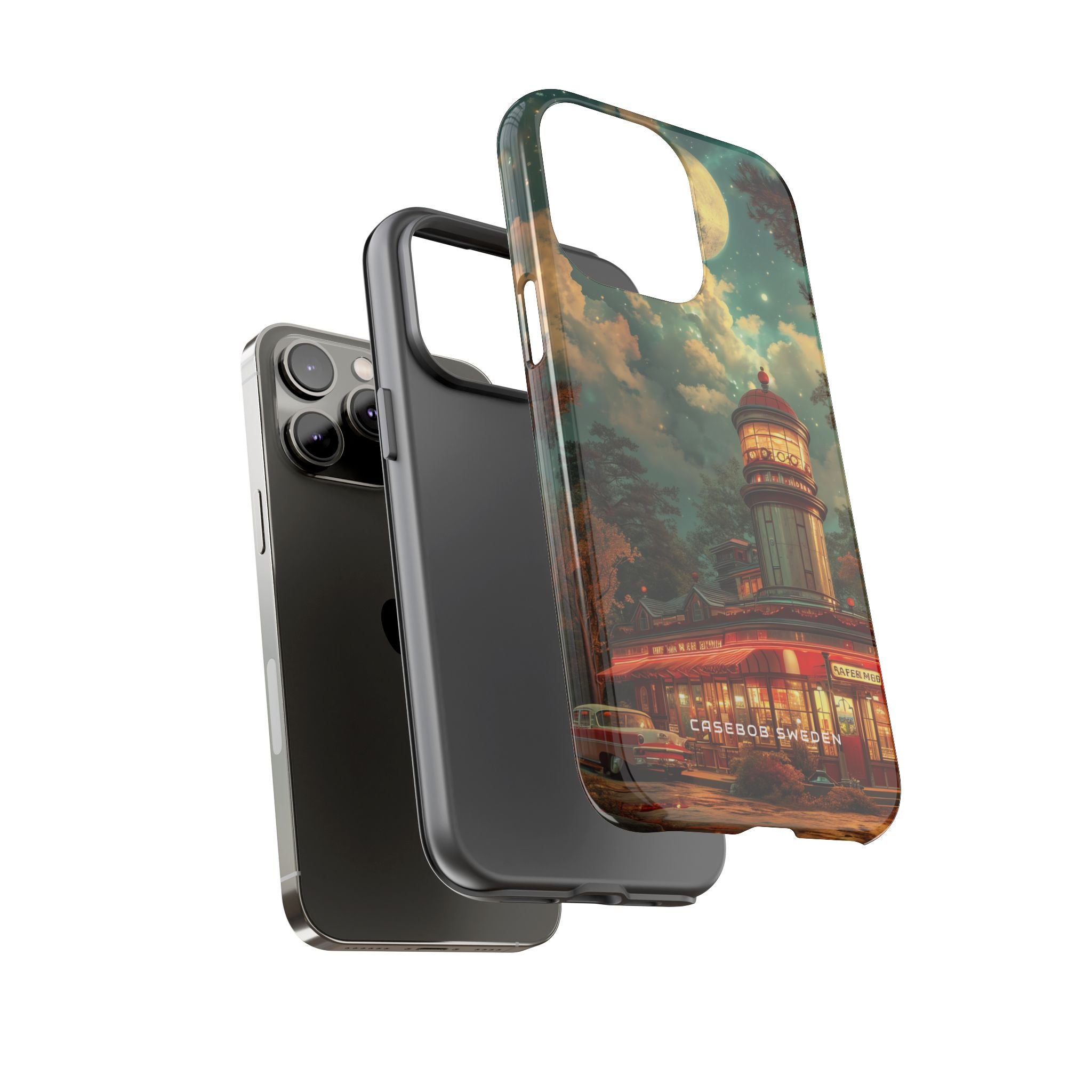 Vintage Moonlit Diner Fantasy iPhone 14 - Tough Phone Case