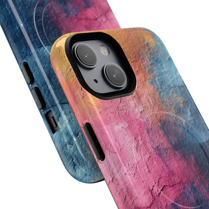 Blue Pink Abstract - Tough + MagSafe® iPhone 14 Phone Case