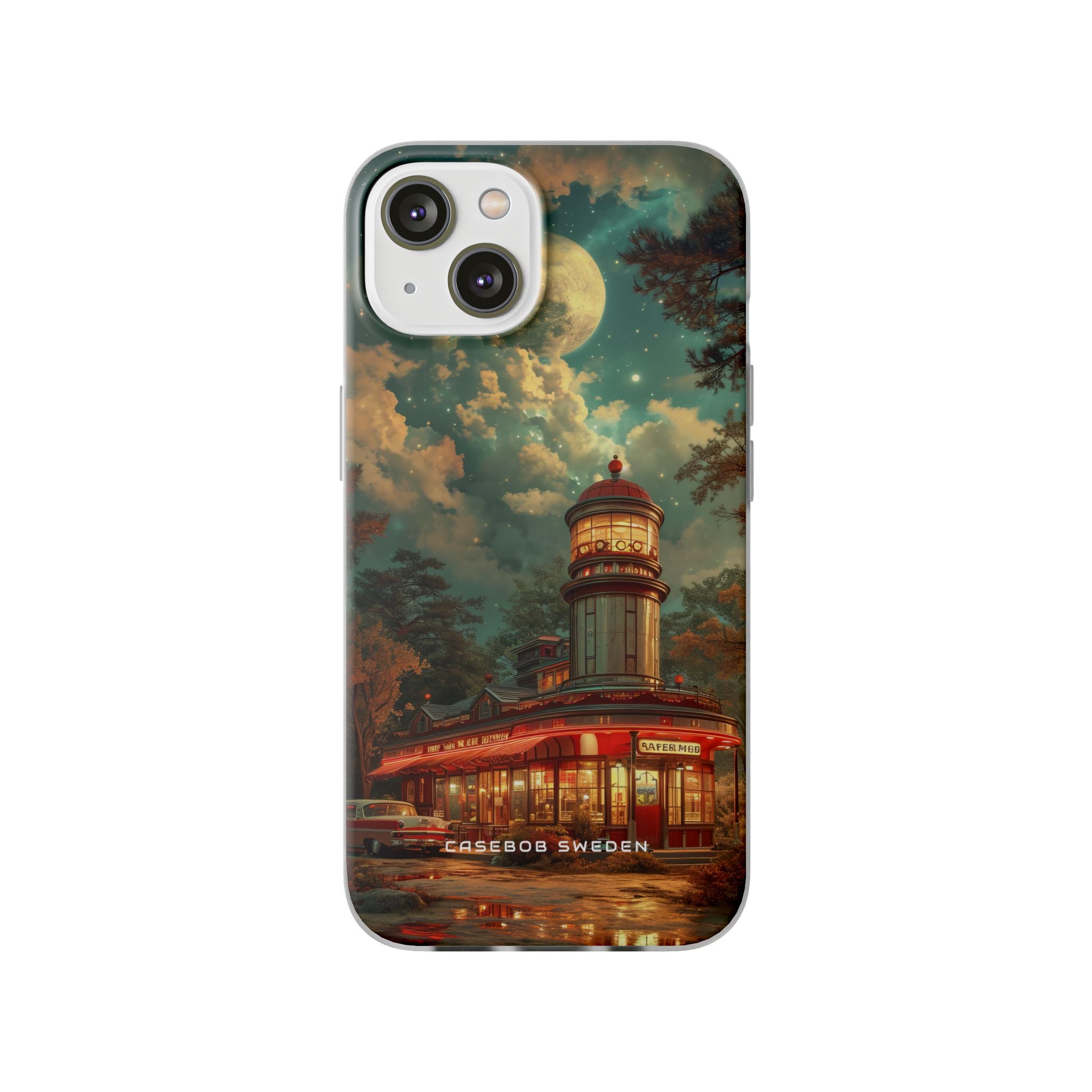 Vintage Moonlit Diner Fantasy iPhone 14 - Flexi Phone Case