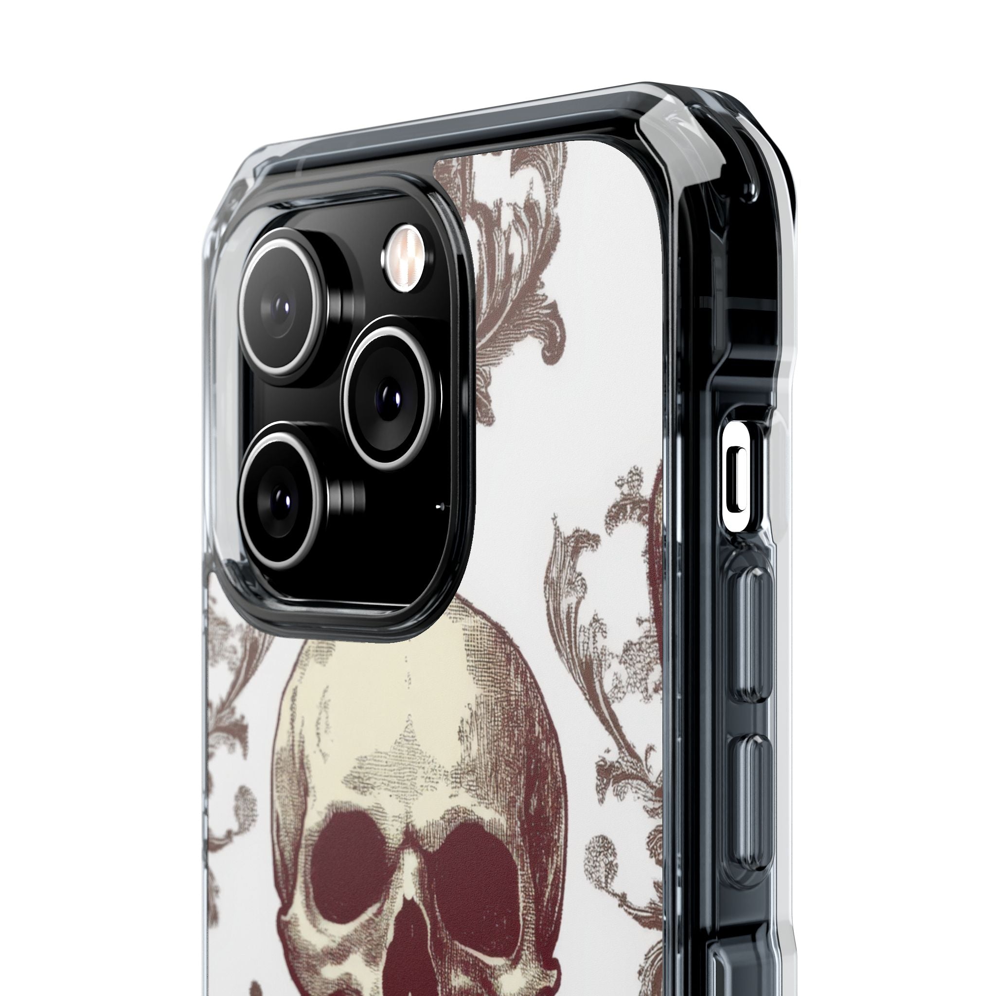 Gothic Skulls and Ornate Foliage iPhone 14 - Clear Impact Phone Case