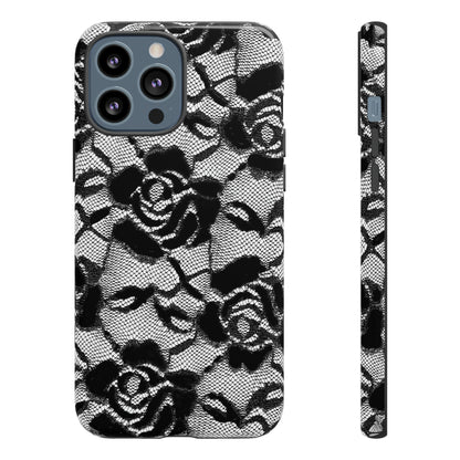 Black Rose Lace Gothic Flower - Protective Phone Case