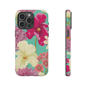 Colorful flowers in watercolor iPhone case (Protective) - Protective Phone Case