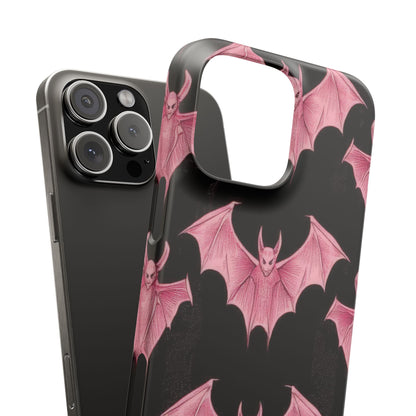 Gothic Pink Bats Aflame iPhone 16 - Schlanke Handyhülle