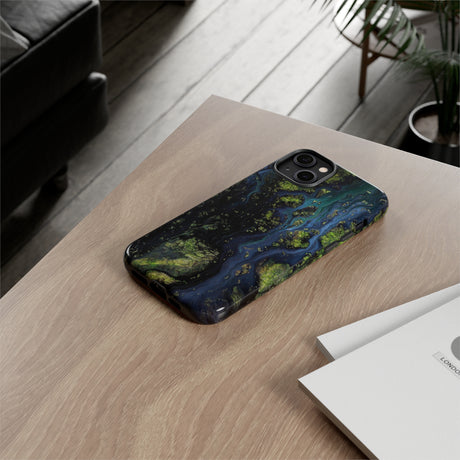 Blue Cosmos Ink Art iPhone Case (Protective) Phone Case