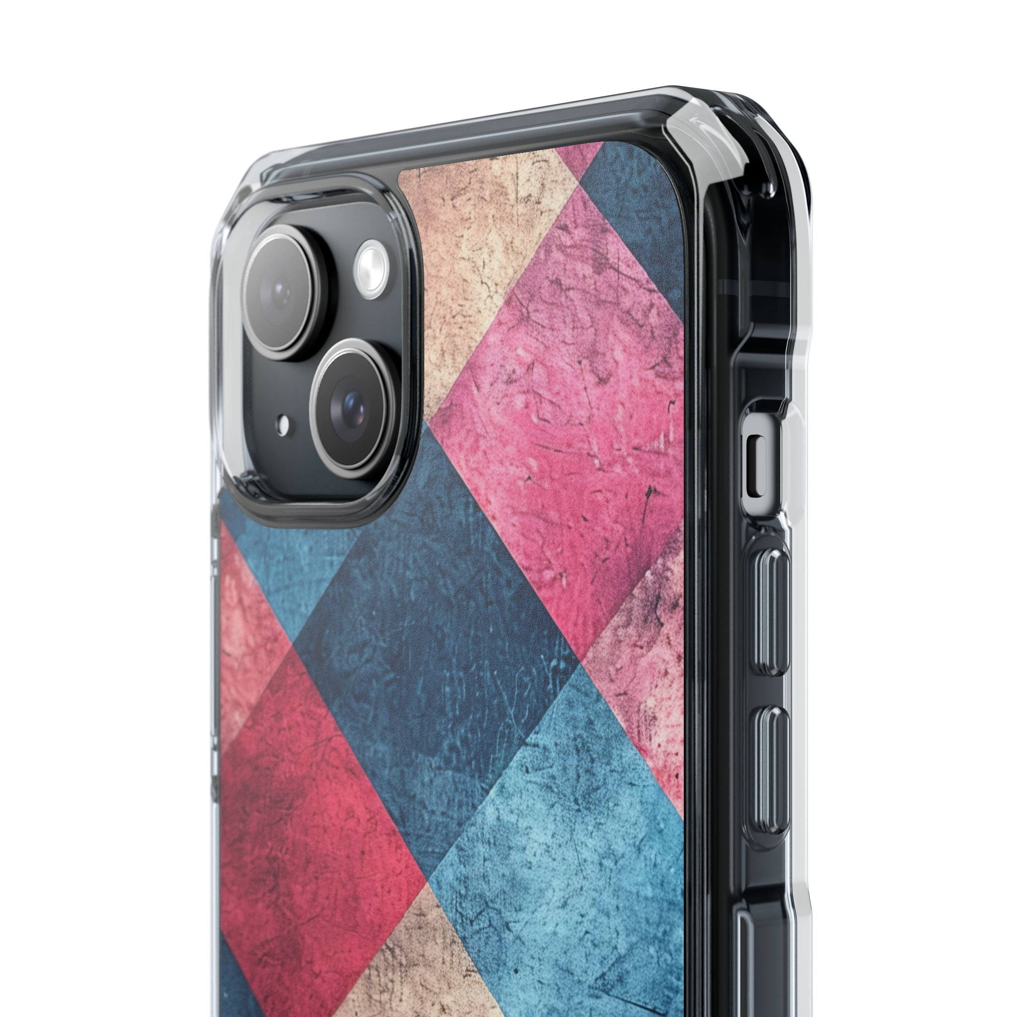 Bold Geometric Squares - Clear Impact iPhone 15 Phone Case