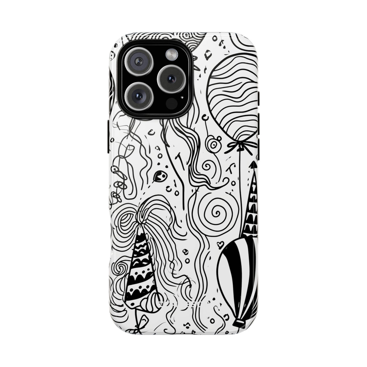 Whimsical Celebration in Black and White - for iPhone 16