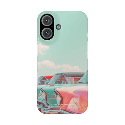 Vintage Turquoise Cars - Slim iPhone 16 Phone Case