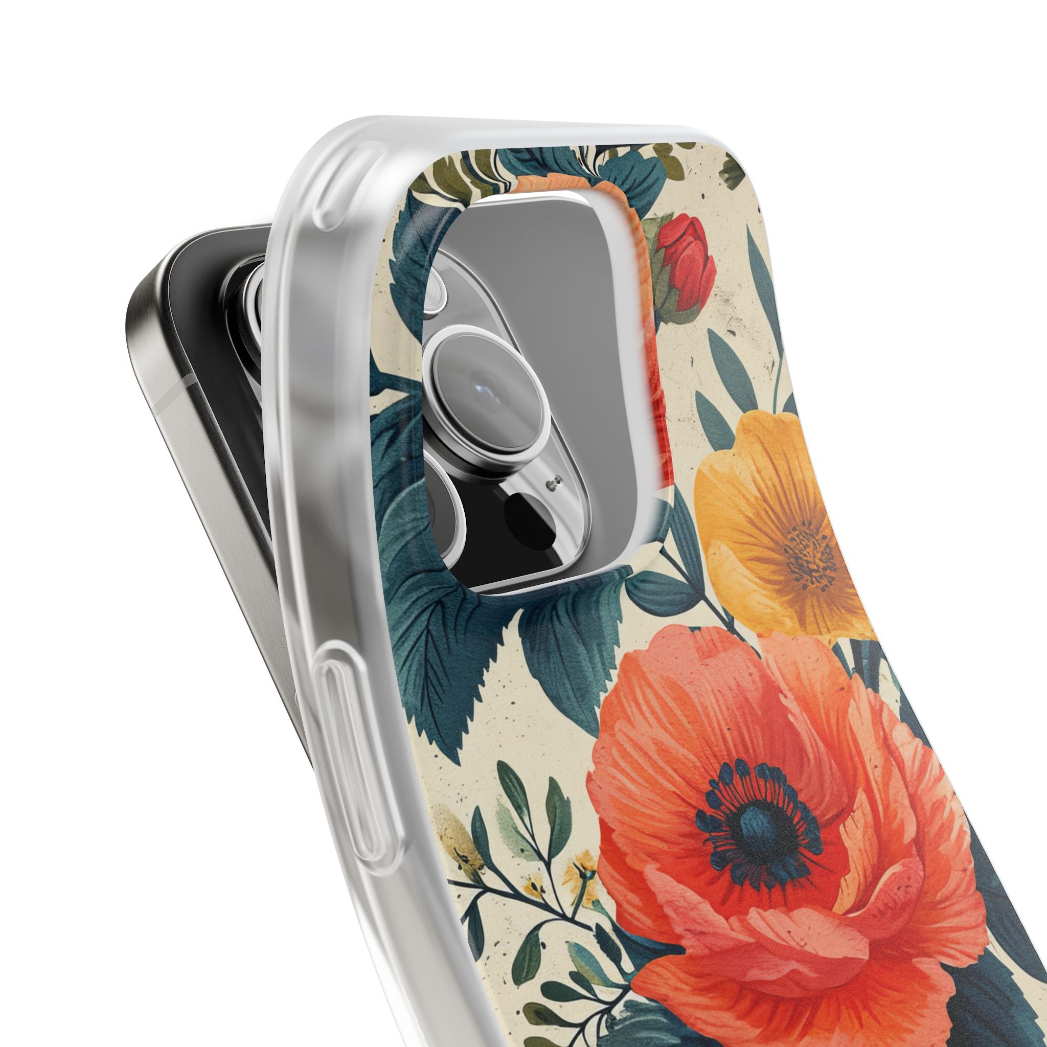 Vibrant Botanical Poppies - Flexi iPhone 16 Phone Case